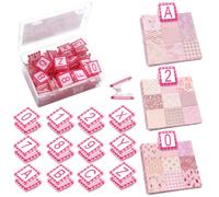 Crtiin 36 Pcs Sewing Clips for Fabric Set with Storage Box, Pink | Fabric Quilting Clamps with 26 Letters and 10 Numbers for Organizing Quilting Supplies Crafts Sew Sewing Notions