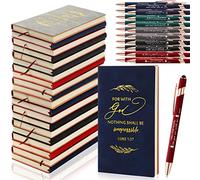 Crtiin 40 Pcs Christian Gifts Notebook Bulk Father's Day Religious Notepads with Motivational Pen Inspirational Bible Verse Leather Prayer Journal Gifts for Church Members Men Women (Classic Color)
