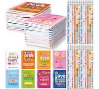 Crtiin 48 Pcs Include 24 Bible Verse Notepad 24 Pencils Kids Christian Church Gifts Students Classroom Award Religious Notebook Bible Pencils Prayer Pocket Sunday School(Classic Style,Eclectic)