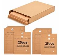 Crtiin 50 Count Interoffice Envelopes with String Tie, 10 x 13, 9 x 12, Reuseable Brown Kraft Interoffice Envelopes with String, Two-Sided Five-Column Format, 52-Entries