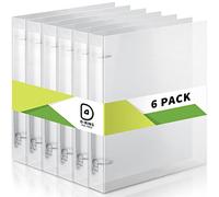 Crtiin 6 Pack Plastic 3 Ring Binder Clear 3 Holes Binder Notebook Covers, Snap Button Closure Refillable Notebook D/O Ring Binders Cover Protector for Teachers Students Gifts (D Ring,1 Inch)