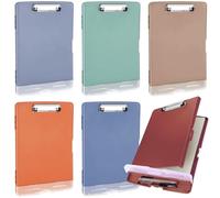 Crtiin 6 Pcs Plastic Clipboard with Storage Colored A4 Nursing Holder Heavy Duty Waterproof Storage Clipboard Folder for Office School Nurses Teacher Essentials (Multicolor)