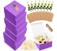 Crtiin 8 Pack Gift Boxes Set 8 x 8 x 4 Inch Purple Kraft Paper Bridesmaid Proposal Gift Box with Lids for Present Wedding Bridal Valentine's Day Easter Mother's Day Birthday Party Favor