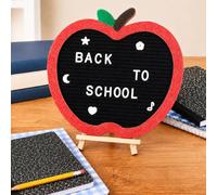 Crtiin Apple Felt Letter Board with Letters Pre Cut Letters 10 x 10 Inch Changeable Message Board First Day of School Back to School Baby Announcement Sign Wall Mount or Stand Wall Decor