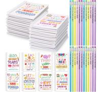 Crtiin Easter 48 Pcs Include 24 Bible Verse Notepad 24 Pencils Kids Christian Church Gifts Students Classroom Award Religious Notebook Bible Pencils Prayer Pocket School(Jesus Style,White)
