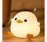 Crtivetoys Cute Duck Night Light, Animal Silicone Nursery Rechargeable Dimmable Table Lamp,Ducky Bedside Lamp with Touch Sensor for Bedrooms,LED Squishy Night Light Kawaii Room Desk Decors