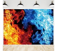 CRTPOD 10x8ft Ice and Fire Backdrop for Photography Blue Water Red Flame Mix Artistic Background for Women Men Birthday Party Decor Banner Photoshoot Studio Props