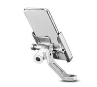CRTQNS Motorcycle Accessories For Vespa GTS GTV LX LXV 300 150 Ie For Sprint Primavera 300 Super PX80-200/PE/Lusso Motoecycle Mobile Phone Holder GPS Bracket Stand Replacement Parts(Mirror Silver)