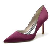 CrtTsks White Heel Shoes Women Sandals High Heels Stiletto Slip On Wedding Party Satin Dress Shoes,Burgundy,7 UK