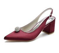 CrtTsks Women Clear Heels Pointed Toe Sexy Stiletto High Heels Pumps Shoes for Party Evening Wedding,Burgundy,10 UK