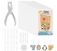 CRTWDMAN 30Pcs Shrinky Plastic Sheets,Shrink Paper Keychain Kit,Hole Punch,100Pcs Open Jump Rings,10PCS Lobster Clasp Lanyard,20Pcs Lobster Ring Clasp,for Craft Supplies DIY Kits(7.9 X 5.7 inch)