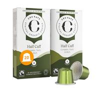 Cru Kafe Half Caff Organic Coffee Pods, Nespresso Original, 20 Pods | Strength 8, Notes of Cacao, Sweet Spice & Citrus, Nespresso Original Line, Krups, Inissia & CitiZ Compatible