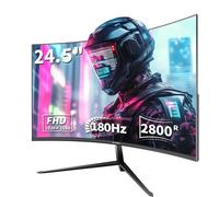 CRUA 24.5 Inch 180hz Curved Gaming Monitor, FHD 1080P Frameless Computer Monitors, Support AMD freesync Low Motion Blur, Eye Care, DisplayPort, HDMI, Compatible Wall Mountable Installs-Black