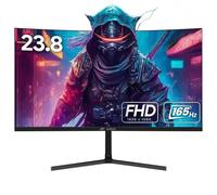 CRUA 24 Inch Curved Gaming Monitor, 165Hz/144Hz FHD 1080P, Frameless Screen with AMD FreeSync, 99% sRGB, HDMI & DP Ports, Wall Mountable PC Monitor - Black