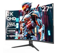 CRUA 27'' Curved Gaming Monitor 260Hz/240Hz, QHD 1440P 1800R VA Panel Computer Monitor with Built-in Speakers, Support AMD FreeSync, 120% sRGB, Blue Light Filter, HDMI2.0 & DP1.4, Wall Mountable-Black