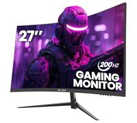 CRUA 27 Inch 180Hz/200Hz Curved Gaming Monitor, FHD 1920 * 1080P Frameless 1800R Computer Monitor, 1ms GTG with FreeSync, Low Motion Blur, Eye Care, VESA100*100, DisplayPort, HDMI, Black