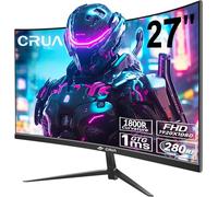 CRUA 27 Inch 280Hz Curved Gaming Monitor, Full HD 1080P 1800R Frameless Computer Monitor, 1ms GTG with FreeSync, Low Motion Blur, Eye Care, VESA, DisplayPort, HDMI, Black