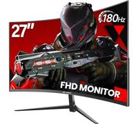 CRUA 27 Inch Curved Gaming Monitor, 165Hz/200Hz Full HD 1080P PC Monitor, 1500R Frameless Design, FreeSync, Eye Care, VESA Mountable