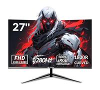 CRUA 27 Inch Curved Gaming Monitor,Full HD(1920x1080P) VA Panel 1800R 280Hz Refresh Rate Computer Monitor with Blue Light Filter,for Gaming & Office(DP,HDMI) - Wall Mountable, Black