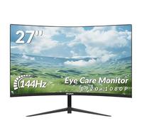 CRUA 27 Inch Curved Monitor 1080P Full HD, 100Hz/120Hz/144Hz Computer Screen with HDMI VGA, Eye Care, Tilt Adjustable, VESA Mount, for Gaming and Office Use