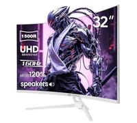 CRUA 32" 4K UHD 160Hz Curved Gaming Monitor, 1500R, AMD FreeSync, White