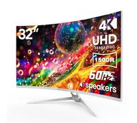 CRUA 32" 4K UHD 60Hz Curved Monitor, 1500R, AMD FreeSync, Speakers, White | VA Screen With 120%sRGB Color, Blue Light Filter, HDMI 2.0, DP 1.4 and 75x75mm Wall Mount For Gaming, Photo Editing and Work