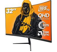 CRUA - 32 Inch Curved Gaming Monitor, 2K QHD 2560 x 1440P Computer Monitors, 144Hz / 165Hz Computer Monitors, 120% sRGB, FreeSync, Low Blue Light, 1800R VA Display, HDMI 1.4/DP 1.2, Mounting