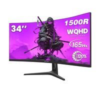 CRUA 34" Curved Gaming Monitor, 21:9 WQHD 3440x1440 165Hz/144Hz 1500R UltraWide Computer Monitor Compatible with Freesync, PIP/PBP, 120% sRGB, HDMI 2.0 & DP 1.4, Wall Mount