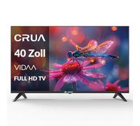 CRUA 40 Inch Smart TV VIDAA, Full HD 1080P LED TV with HDMI USB AV, Triple Tuner DVB-T2/T/C/S2, Compact Flat Screen TV for Home, Bedroom or Kitchen, Black [Energy Class E]