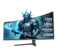 CRUA 49 Inch Ultra-Wide Curved Gaming Monitor 165Hz 32:10 DFHD 3840x1080, 1500R Immersive Screen, AMD FreeSync, Height Adjustable, 120% sRGB HDR, HDMI 2.1 & DP 1.4, VESA Mount - Black