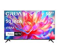 CRUA 50 Inch Smart TV Full HD 1080P LED TV VIDAA OS with Freeview HD Triple Tuner DVB-T2/T/C/S2 HDMI USB AV Inputs Slim Design Mountable Netflix Prime YouTube Black