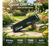 Crucial Assorted M.2 2280 PCIe 4.0 NVMe SSDs P3 Plus P310, T500 1TB & 2TB Capacities OEM Packaged Internal Drives for Daily Use