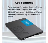 Crucial BX500 240GB, 500GB, 1TB, 2TB SSD 3D SATA 2.5 inch Black Lot