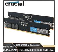 Crucial Memoria RAM ddr5 16GB 5600MHz 32GB 4800MHz UDIMM 288Pins PC5-38400 44800 Gaming Desktop PC Memory For Intel AMD CPU RAMs