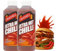 Crucial Sauce - Squeezy Sauces for Burgers, BBQ, Grilled Meat, Sandwiches, Wraps & Salads Sauces Creamy Condiment Perfect Dipping (2 Pack 500ML, Extra Hot Chilli Sauce)