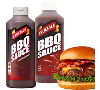 Crucial Sauce - Squeezy Sauces for Burgers, BBQ, Grilled Meat, Sandwiches, Wraps & Salads Sauces Creamy Condiment Perfect Dipping (2 Pack 500ML, BBQ Sauce)