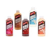 Crucials 5 Pack Sauces BBQ Sweet Chilli Spicy Mayo Garlic Burger 500ml x 5