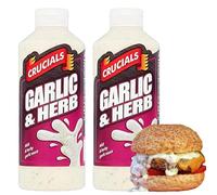 Crucials Sauce - Thank You Card by Parahon - Cool, Creamy Sauce for BBQ, Burgers, Grilled Meat, Wraps, Salads & Sandwiches - Refreshing Flavour Condiment (2 x 500ml, Garlic & Herb)