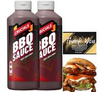 Crucials Sauce - Thank You Card by Parahon - Cool, Creamy Sauce for BBQ, Burgers, Grilled Meat, Wraps, Salads & Sandwiches - Refreshing Flavour Condiment (2 x 500ml, BBQ Sauce)