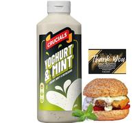Crucials Sauce - Thank You Card by Parahon - Cool, Creamy Sauce for BBQ, Burgers, Grilled Meat, Wraps, Salads & Sandwiches - Refreshing Flavour Condiment (1 x 500ml, Yoghurt & Mint)