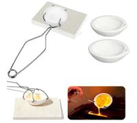 Crucible for Melting Metal Kit, 5PCS Quartz Ceramic Crucible Set (100g/250g/500g) with Tongs & Honeycomb Soldering Board, High Temperature Crucibles for Metal Melting, Jewellery Casting, Refining & DI