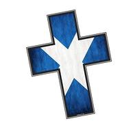 Crucifix Christian Religious Cross Motif with Scotland Scottish Saltire Flag Design Vinyl Car Bike Sticker Decal (small) 122x94mm approx.