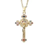 Crucifix Necklace Gold - Adjustable Jesus Antique Cross Drop | Men's Jewelry For Christmas Parties, Prom, Events, Stage, Performance, Daily Wear