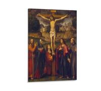 Crucifixion of Christ with The Virgin Mary, Saint Paul, Mary Magdalene, John And Francis Poster Decorative Painting Canvas Wall Posters And Art Picture Print Modern Family Bedroom Decor Posters 16x24i