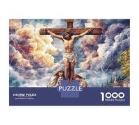 Crucifixion Scene 1000 Piece Sturdy Paper Board Jesus on Cross Jigsaw Puzzles for Teens Digital Detox Home Decor Recycled Cardboard Limited Edition 38x26cm/1000pcs