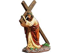 Crucifixion Statue Sculpture Catholic Jesus Christ Cross Statuette Figurine Car Decor European Home Desktop Decoration Ornament Resin Crafts Gift Art collection