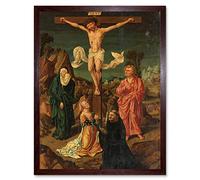 Crucifixion The Virgin Saint John Mary Painting Art Print Framed Poster Wall Decor 12x16 inch