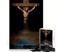 Crucifixion with Waterfall 1000 Piece Jigsaw Puzzles for Teenagers Logic Game Accurate Edge Hard Challenge Night Play (38x52cm)