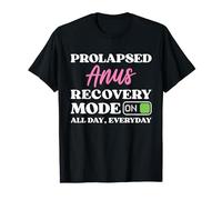 Crude And Weird Brand Unisex Adult Classic Fit Black Short Sleeve Crew Neck Prolapsed Anus Recovery Mode Joke Dark Humor Weird Gag Funny T-Shirt S