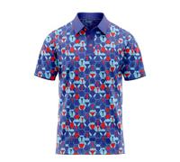 Crude Funny Golf Polo Shirts - Men UPF Dry Fit Performance Moisture Wicking Hawaiian Quick Dry Stretch Disc Shocker Glove, Bikini Blue, Large